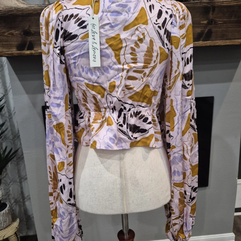 For Love And Lemons Floral Crop Top Size Small - Picture 3 of 6
